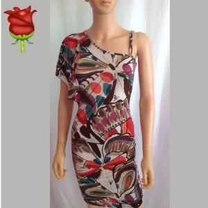 Multicolor One-Shoulder Dress